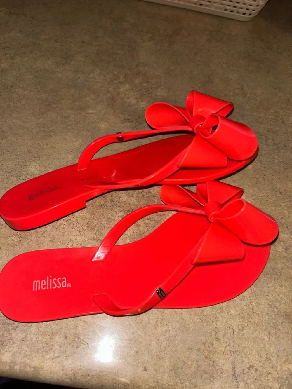 Melissa Sandals - bright pink/red “Harmonic Bow” jelly flip flops - Picture 2 of 7